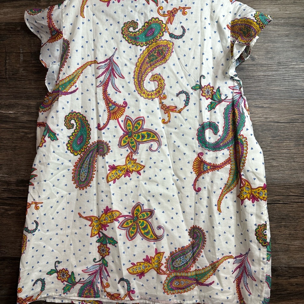 Talbots White Ruffled Flutter Sleeve Paisley Blouse - Picture 7 of 8